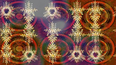 Kar taneli, kahverengi, gri ve mor renkler. Raster illüstrasyonu. Raster Noel soyut renkli arkaplan ve tatlı kar tanesi.