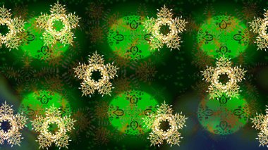 Güzel soyut kar taneleri raster tasarımı. Düz kar karalama ikonları, kar taneleri silueti yeşil, mavi ve gri renkler noel afişi, kartlar. Yeni yıl kar tanesi.