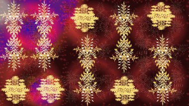 Renkler. Noel ve yeni yıl moda baskıları için tatil tasarımı. Raster illüstrasyonu. Kahverengi, kırmızı ve mor kar taneleri. Kar taneleri soyut arkaplan ile Noel sevimli arka plan.