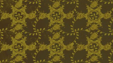 Elle çizilmiş çiçek deseni (fayans). Şirin çiçekli, desenli, kahverengi, nötr ve yeşil renklerle renksiz desenli. Tekstil için suluboya desensiz.