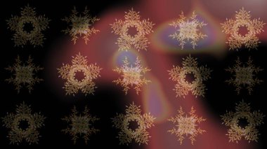 Kar tanesi renkli desen. Snowflakes desen. Raster kar taneleri arka plan. Renk arka plan üzerinde izole soyut kar taneleri ile düz tasarım. Raster illüstrasyon.