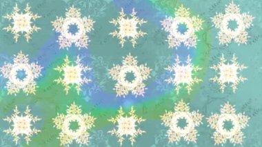 Renkli unsurlarla hareketli arka plan görüntüleri. Çiçekler. Eski model. Bayrak tarzı. Altın, altın. Video kaydı. Şablon.