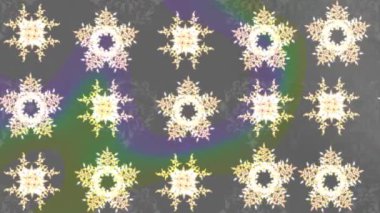 Renkli unsurlarla hareketli arka plan görüntüleri. Çiçekler. Eski model. Bayrak tarzı. Altın, altın. Video kaydı. Şablon.