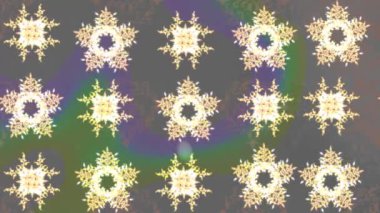 Renkli unsurlarla hareketli arka plan görüntüleri. Çiçekler. Eski model. Bayrak tarzı. Altın, altın. Video kaydı. Şablon.