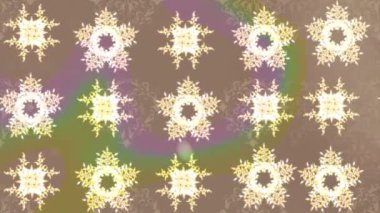 Renkli unsurlarla hareketli arka plan görüntüleri. Çiçekler. Eski model. Bayrak tarzı. Altın, altın. Video kaydı. Şablon.