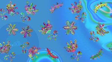 Karla süslenmiş Noel kar taneleri. Noel şenliği geçmişi. Raster illüstrasyonu.