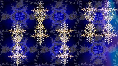 Retro tarzı, kış elementleri. Son moda kar taneleri ve elementler onun kartlarını gösteriyor. Modern soyut tasarım posteri, kapak, mavi, siyah ve mor renkli kart tasarımı. Kar taneleri tasarımı.