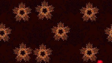 Kar taneleri tasarımı. Son moda kar taneleri ve elementler onun kartlarını gösteriyor. Retro stil dokusu, şablon kış elementleri. Modern tasarım posteri, kapak, siyah, kahverengi ve kırmızı renkli kart tasarımı.