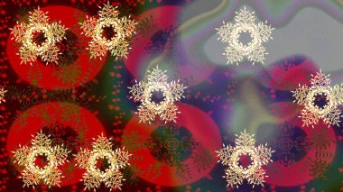 Kar tanesi süsleme deseni. Kar taneleri arka planda. Renkli arka planda izole edilmiş kar tanelerinin düz tasarımı. Kar taneleri deseni. Raster illüstrasyonu.