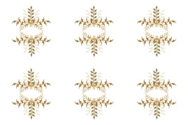 Different snowflake collection, winter elements on a golden colors. Christmas abstract colorful background with cute snowflake.