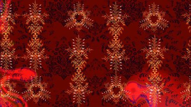 Kırmızı, siyah ve kahverengi renkte kar tanesinden yapılmış kış deseni. Kış konsepti Düz yatıyordu. Raster illüstrasyonu.