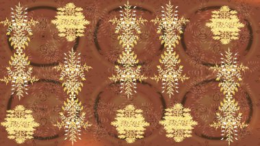 Kahverengi, sarı ve bej renkli kar tanesi süsü. Kar tanesi süsü Raster illüstrasyonu. Güzel süs eşyası. Kar taneleri izole edildi.