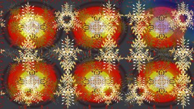 Raster kar taneleri deseni. Raster illüstrasyonu. Renkli arka planda güzel kar taneleri.