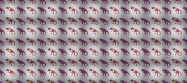 Saurischian dinozorları. Renkli kertenkele benzeri dinozorlar paketleme ya da giydirme için. Dinozorlarla geometrik, pürüzsüz desen.