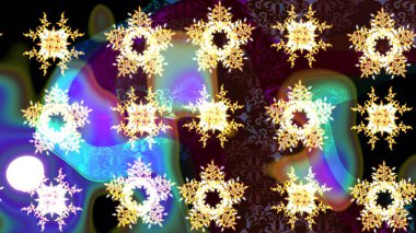 Kış kar taneleri, raster arka plan. Yüzey için tekrarlanan doku, ambalaj kağıdı, kahverengi, mavi ve siyah renkler üzerine kar tanesi.