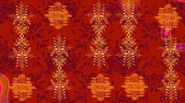 Basit bir kar tanesi. Kırmızı, turuncu ve mor renkler üzerine resim. Soyut duvar kâğıdı, ambalaj dekorasyonu. Kışın sembolü, mutlu noeller, mutlu yeni yıl kutlaması Raster illüstrasyonu..