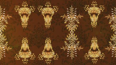 Raster illüstrasyonundaki çiçek desenli çizim. Kahverengi, nötr ve gri renkte çiçekler.