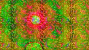 Küçük çiçekli yay deseni çiz. Raster illüstrasyonu. Suluboya tarzında yeşil, turuncu ve kahverengi renklerde.