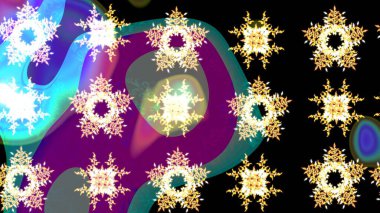 Güzel süs eşyası. Kar tanesi süsü Raster illüstrasyonu. Siyah, mor ve mavi renkte kar tanesi süsü. Kar taneleri izole edildi.