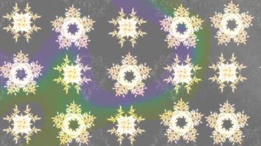 Renkli unsurlarla hareketli arka plan görüntüleri. Çiçekler. Eski model. Bayrak tarzı. Altın, altın. Video kaydı. Şablon.