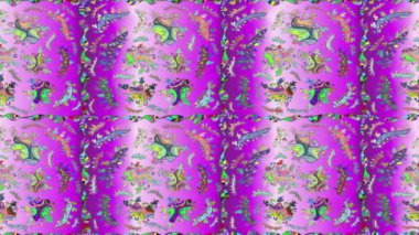 Renkli unsurlarla hareketli arka plan görüntüleri. Çiçekler. Eski model. Bayrak tarzı. Altın, altın. Video kaydı. Şablon.