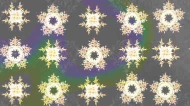 Renkli unsurlarla hareketli arka plan görüntüleri. Çiçekler. Eski model. Bayrak tarzı. Altın, altın. Video kaydı. Şablon.