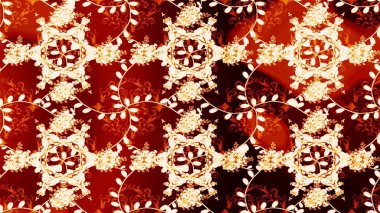 Kırmızı, bej ve nötr çiçeklerle oldukça eski bir besin torbası deseni. Tekstil, kumaş, kapaklar, duvar kağıtları, baskı, naylon, yapıştırma, örgü, dekupaj için çiçeksiz arkaplan.