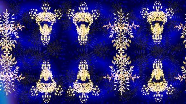 Düz kar karalama ikonları, kar taneleri silueti noel afişi için altın renklerde, kartlar. Yeni yıl kar tanesi. Güzel soyut kar tanesi raster tasarımı..