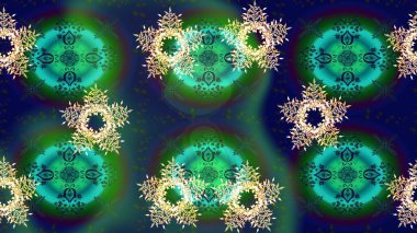 Mavi, yeşil ve gri renkler üzerine şirin soyut kar taneleri raster tasarımı. Düz kar karalama ikonları, yılbaşı afişi için kar taneleri silueti, kartlar. Yeni yıl kar tanesi.