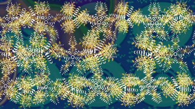 Kar tanelerinin soyut arkaplanlı Noel şablonu. Raster illüstrasyonu. Mavi, yeşil ve nötr renkler. Noel ve Yeni Yıl moda baskıları için tatil tasarımı.