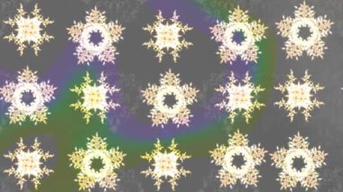 Renkli unsurlarla hareketli arka plan görüntüleri. Çiçekler. Eski model. Bayrak tarzı. Altın, altın. Video kaydı. Şablon.