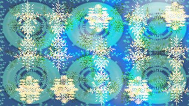 Düz kar karalama ikonları, kar taneleri mavi renkli siluet, noel afişi için tarafsız ve yeşil renkler, kartlar. Yeni yıl kar tanesi. Güzel soyut kar tanesi raster tasarımı..