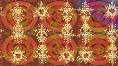 Raster illüstrasyonu. Yuvarlak raster kar tanesi. Soyut kış süsü. Renkli arka planda izole tatlı kar taneleri. Güzel kar tanesi..