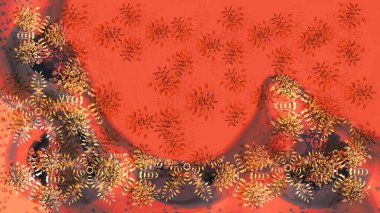 Düz kar karalama ikonları, yılbaşı afişi için kar taneleri silueti, kartlar. Turuncu, kahverengi ve pembe renkli şirin soyut kar tanesi raster tasarımı. Yeni yıl kar tanesi.