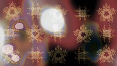 Kar tanesi renkli desen. Snowflakes desen. Raster kar taneleri arka plan. Renk arka plan üzerinde izole soyut kar taneleri ile düz tasarım. Raster illüstrasyon.