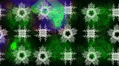 Renkli arka planda izole tatlı kar taneleri. Kar taneli yeşil, mavi ve siyah renkler. Raster illüstrasyonu.