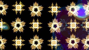 Raster Noel soyut renkli arka plan ve tatlı kar tanesi. Siyah, kahverengi ve sarı renkli kar taneleri. Raster illüstrasyonu.