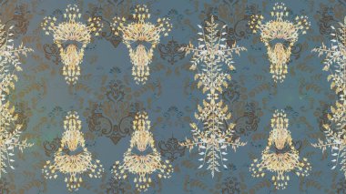 Raster illüstrasyonu. Arkaplanda soyut kar taneleri olan düz tasarım. Kar tanesi süsleme deseni. Kar taneleri deseni. Kar taneleri arkaplanı.