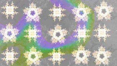 Renkli unsurlarla hareketli arka plan görüntüleri. Çiçekler. Eski model. Bayrak tarzı. Altın, altın. Video kaydı. Şablon.