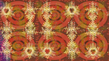 Farklı kar taneleri toplayıcısı, kahverengi, turuncu ve pembe renklerde kış elementleri. Raster Noel soyut renkli arkaplan ve tatlı kar tanesi.