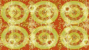 Sarı, turuncu ve nötr renklerde tatlı kar taneleri. Kış sembolü, mutlu noeller, yeni yıl kutlaması Raster skeci. Basit bir kar tanesi. Soyut duvar kağıdı, ambalaj dekorasyonu.