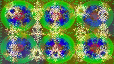 Renkli arka plan üzerinde izole sevimli kar taneleri. Raster resim. Soyut mandala veya kaprisli kar tanesi hat sanat tasarım.