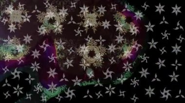 Renkli unsurlarla hareketli arka plan görüntüleri. Çiçekler. Eski model. Bayrak tarzı. Video kaydı. Şablon. Döngü. Kusursuz..