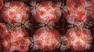 Raster illüstrasyonu. Renkli arka planda izole tatlı kar taneleri. Soyut mandala ya da tuhaf kar tanesi çizgisi sanat tasarımı.