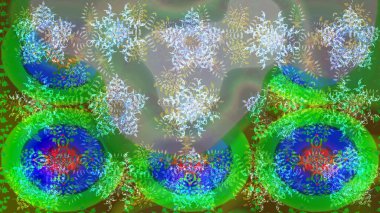 Meteoroloji buz koleksiyonu. Raster. Kar Tanesi raster ikonu arka plan yeşil, mavi, nötr renk. Xmas Frost kar taneleri izole edilmiş siluet sembolü. Kış Noel 'i Kar bembeyaz kristal element.