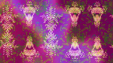 Mor, mor ve yeşil renklerin çizimi. Soyut duvar kâğıdı, ambalaj dekorasyonu. Basit bir kar tanesi. Kışın sembolü, mutlu noeller, mutlu yeni yıl kutlaması Raster illüstrasyonu..