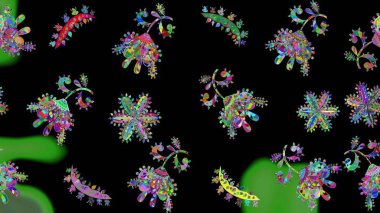 Kar tanesi renkli desen. Snowflakes desen. Raster kar taneleri arka plan. Renk arka plan üzerinde izole soyut kar taneleri ile düz tasarım. Raster illüstrasyon.