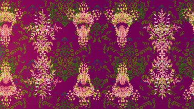 Düz Çiçek Elementleri Tasarımı. Çiçeksel fantezi tasarımı ve parlak bir arka plan çizimi. Renkli Bahar Teması çizim şablonu.