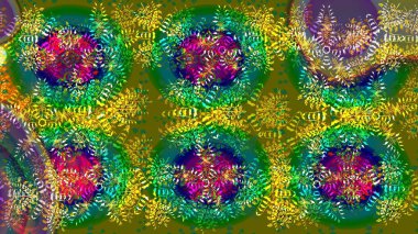 Sihirli yeşil, kahverengi ve mavi tatil soyut arka plan yıldız ve düşen kar taneleri. Noel yeşili, kahverengi ve mavi. Raster illüstrasyonu.