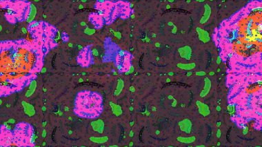 Çiçek ve yapraklı karalama şeklinde Raster çiçek deseni. Yumuşak, bahar çiçekleri kahverengi, mor ve yeşil renklerde. Raster illüstrasyonu.